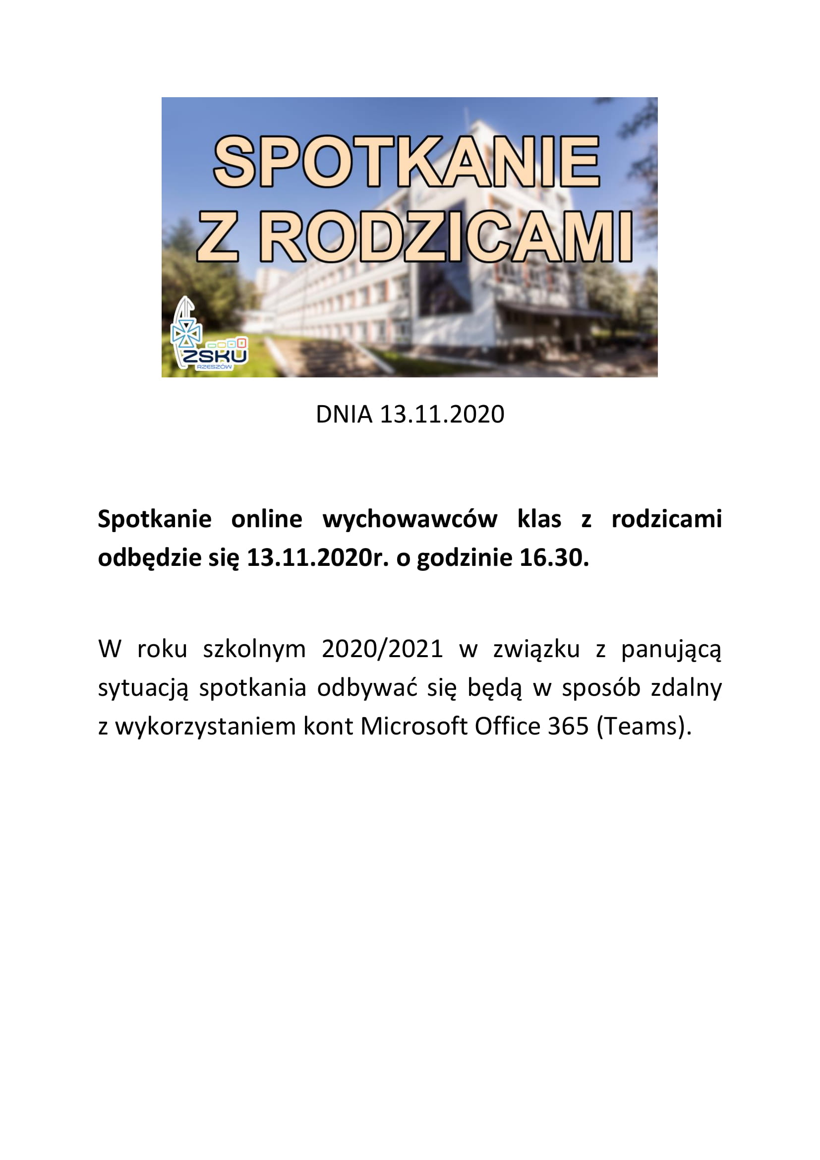 SPOTKANIE Z RODZICAMI 13.11.2020 1