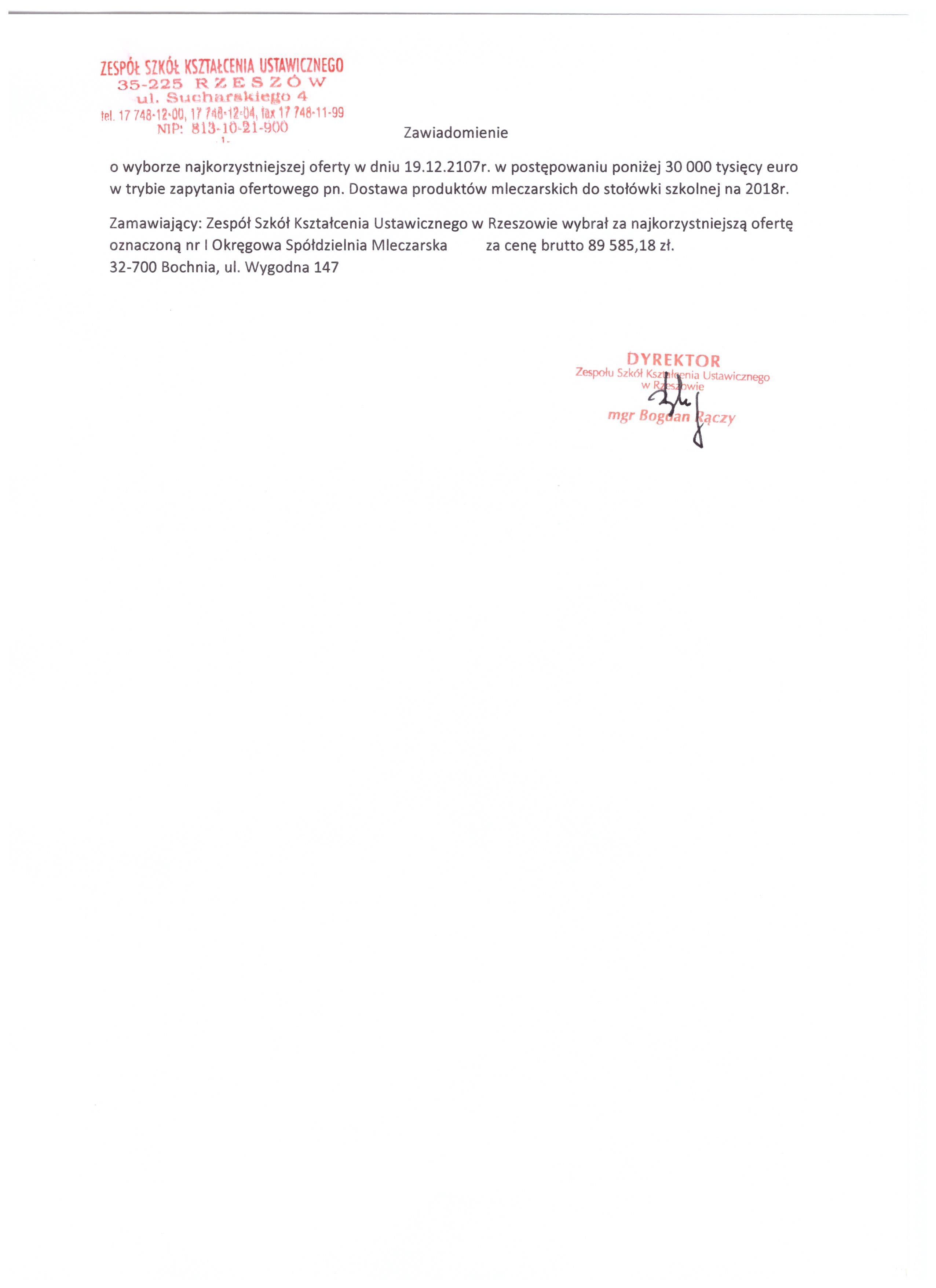 zawiadomienie produkty mleczarskie 001