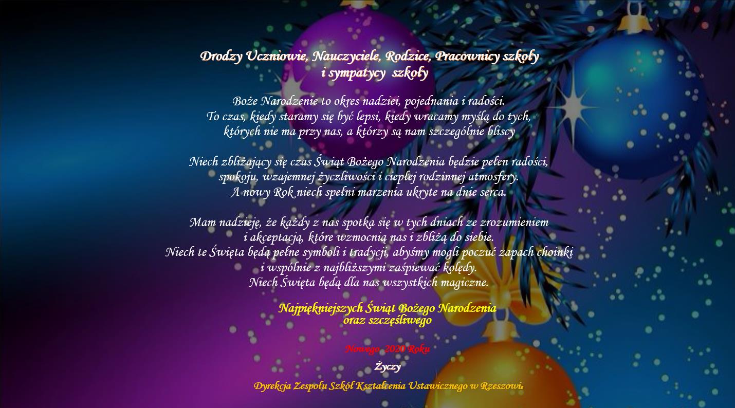 Życzenia świąteczne i Noworoczne