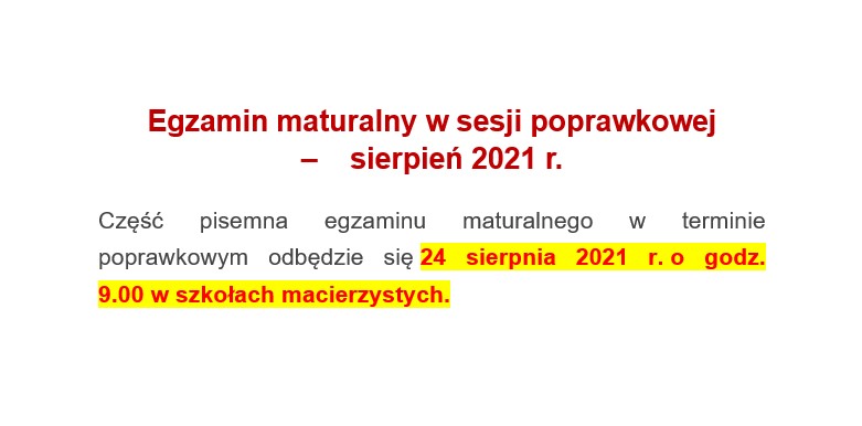 Poprawka matury sierpień